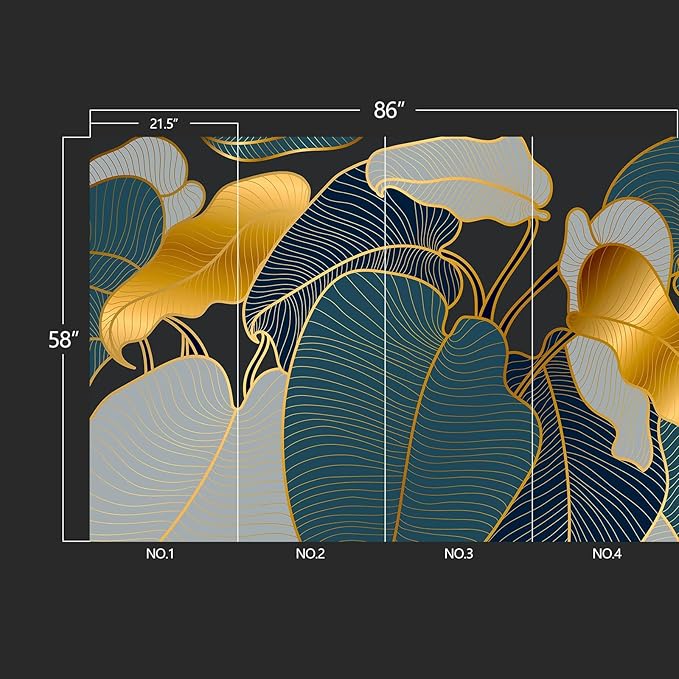 WXHFM - golden leaf wall murals Peel and Stick modern Wallpaper for Bedroom Living Room - 58"x86"
