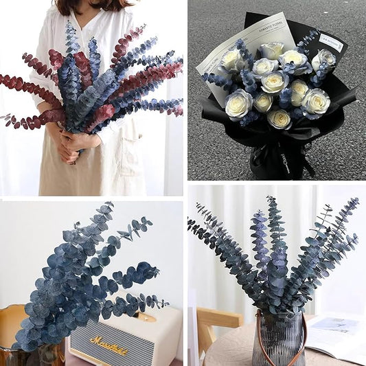 26Pcs Real Dried Eucalyptus Stems, 17" Blue-Green Preserved Eucalyptus Stems for Vase, Home Decor, Farmhouse, Dried Flowers Table Centerpiece Arrangement