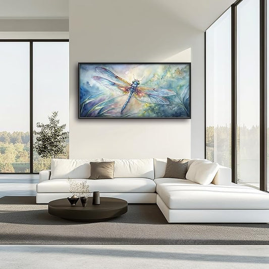 Framed Large Pictures Wall Art for Living Room, Dragonfly Oversized Wall Decor Dragonfly Canvas Print Painting Modern Extra Large Framed Artwork for Bedroom Office 60"x30"