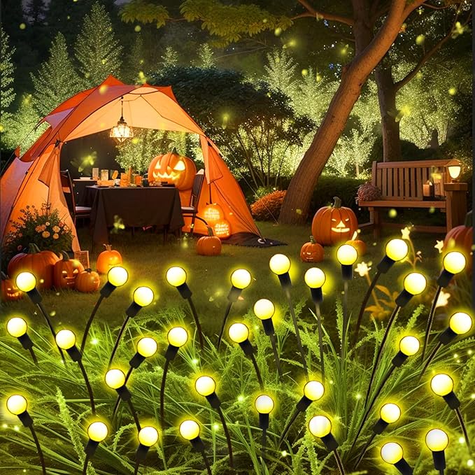 Solar Garden Lights Outdoor, 2 Pack 20 LED Solar Firefly Lights Waterproof, Sway by Wind, Swaying Light for Yard Patio Backyard Garden Planter Flower Bed Pathway Outdoor Decoration (Warm White)