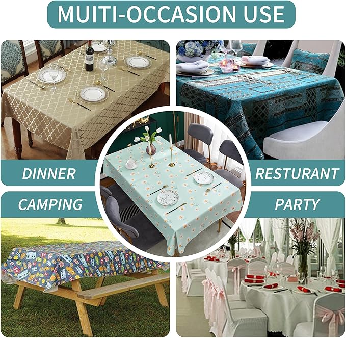 Rectangle Table Cloth,100% Waterproof Tablecloth OilProof Spill ProofVinyl Table Cloth, Wipe Clean Plastic Table Cover for Dining, Camping, Indoor and Outdoor 54" x 78",Mum Bloom