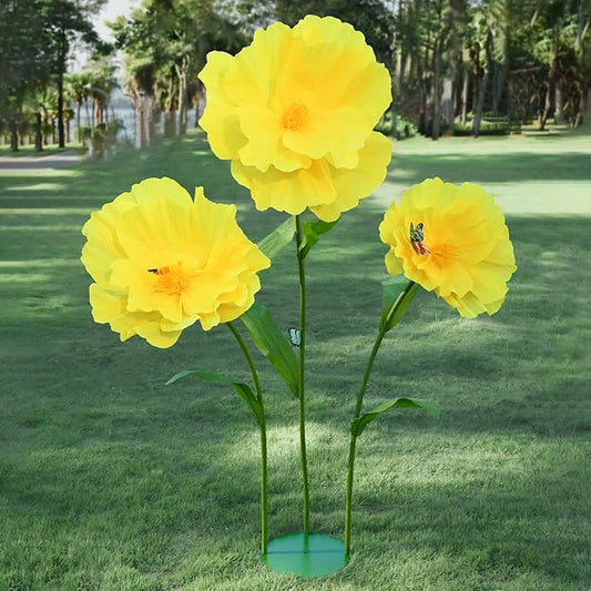 5.8 Ft Giant Artificial Flowers,Large Paper Flower,Huge Poppy Flowers Decoration for Wedding,Hotel,Office,Window Display and Home Farmhouse Decor(Yellow)