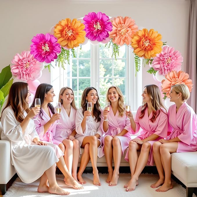 6PCS Tissue Paper Flowers,Handmade Colorful Giant Crepe Artificial Flowers Decorations for Wall,12 Inches Large Flowers for Wedding Birthday BabyShower Party Home Decor Supplies