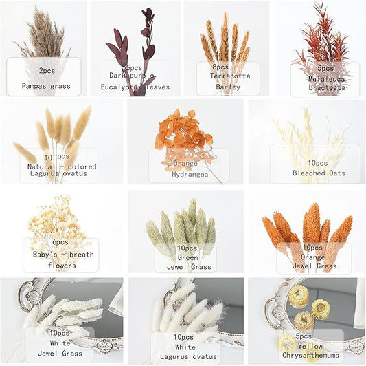 DIY Dried Flower Set, Bulk Dried Flowers,Autumn Decoration, DIY Bouquet Set, Door Hanging Wreath, Desktop Decorations Mini Dried Flowers (Orange)
