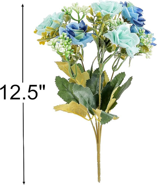 KAOYOO 4 PCS Artificial Rose Bouquet Short Stems for DIY Wedding Decoration Bridal Bouquet Home Decorations(4-PCS)
