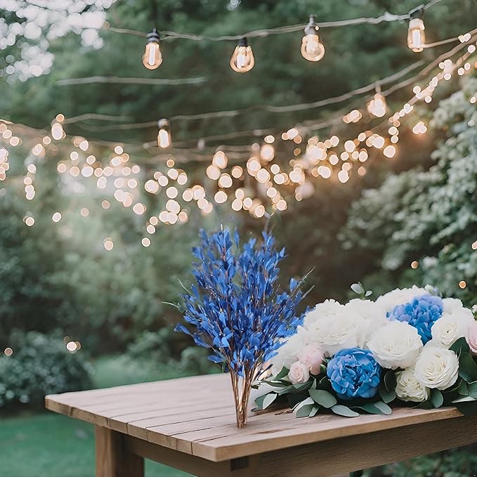 UiiziC Artificial Flowers Jasmine 8 PCS 31"/80cm Faux Plants Bulk Fake Flower Bouquet for Vase Fillers Floral Arrangement Wreath Wedding Party Bouquets Garden Centerpieces Decor (Blue)