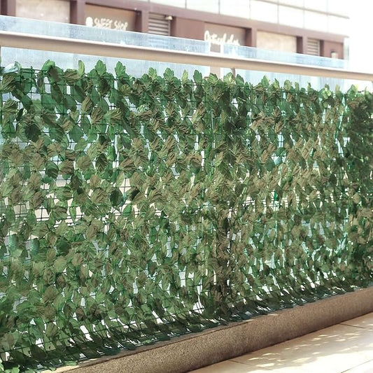 Efavormart 12 Pack Dark Green Artificial Ivy Privacy Screen Fence Wall Panel, Faux Leaf Hedge Greenery Garden Decor - 32 Sq. ft.