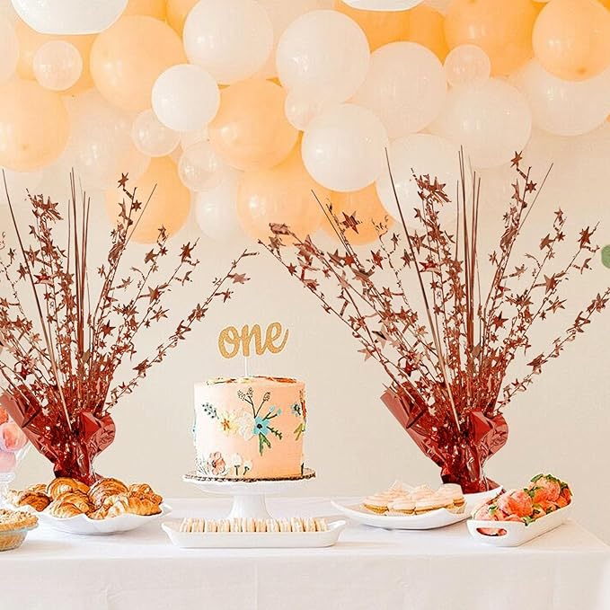 ALISSAR 4-Pack Glitter Rose Gold Star Centerpieces-Table Decorations for Home Decor Birthday Wedding Anniversary Decor (Rose Gold)