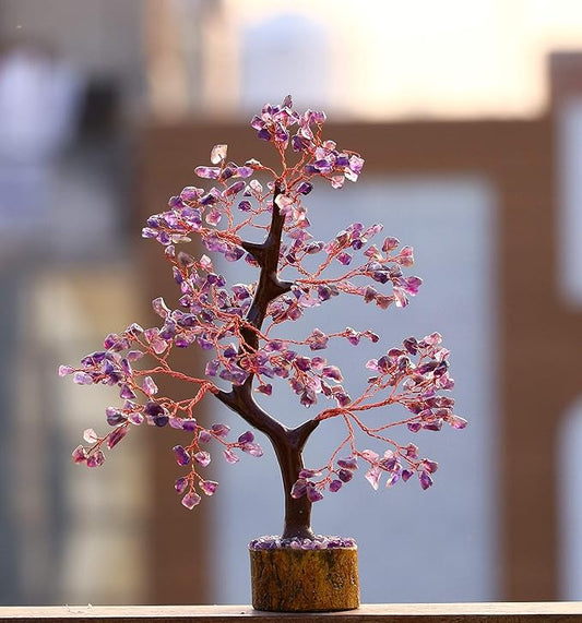 FASHIONZAADI Amethyst Crystal Tree - Chakra Crystals - Money Gem Tree - Purple Home Decor - Feng Shui Crystal - Chakra Crystals - Prosperity Stone - Gifts for Women