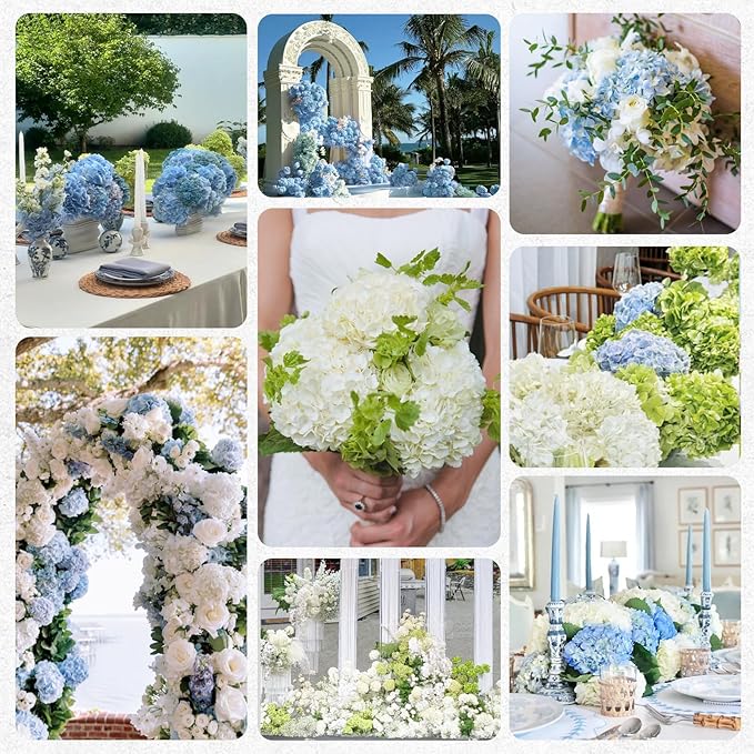 4 Pcs Real Touch Hydrangea Artificial Flowers, 19.6'' Latex Full Faux Hydrangea Flowers Fake Flowers for Home Decor Party Wedding Centerpiece Bouquet Floral Arrangements (2Pcs Green+2Pcs Light Green)