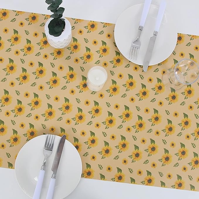 Aimyoo Sunflower Kraft Wrapping Paper Roll - Mini Roll - 17 in x 16.4 ft - All Occasion Floral Gift Wrap Paper for Wedding Bridal Shower Birthday