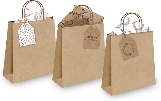 Pro Supply Global 24 Count of 2.5 Inch x 3 Inch Pre Strung Christmas Candy Canes Gift Tag Assorted Printed Designs on Large Cardstock Gift Hang Tags - Ideal to Use on Bags