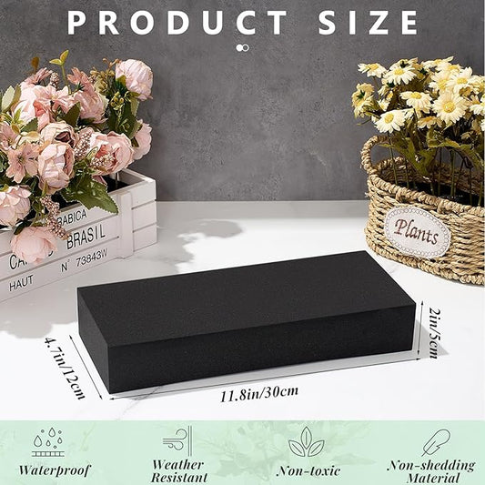 Lallisa 4 Pcs Reusable Floral Foam Blocks Water Weather Resistant Dry Floral Foam for Artificial Flower Arrangements Outdoor Flower Boxes Hanging Planters Wedding Home Decor (11.8 x 4.7 x 2'',Black)
