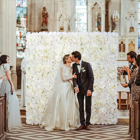 Flower Wall Backdrop 9pcs 16.5x16.5 Inch Flower Wall Decor Artificial Floral Wall Panel Ideal for Wedding Celebrations, Festive Party Birthday Backdrops and Elegant Home Decor