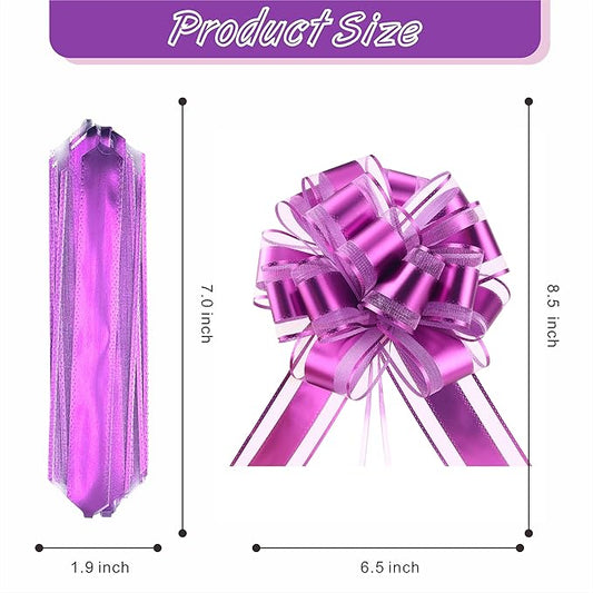 10-Pack Lavender Color Pull Bows for Gift Wrapping - 6 Inch Reusable Ribbon Bows, Large Instant Floral Decor Bows for Wedding, Christmas, Birthday Decor, Gift Basket & Party Decorations