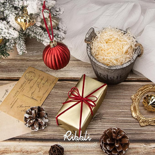 Ribbli Dark Red Velvet Ribbon 1/8 Inches Continuous 25 Yard Spool Dark Red Christmas Ribbon for Gift Wrapping Crafts Home Decor