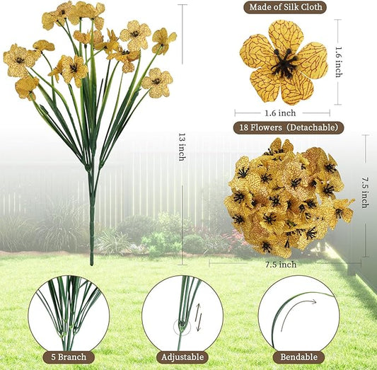 24 Yellow Bundles Artificial Flowers for Outdoors/Indoors Fake Flowers Plants for Indoor Outside Garden Porch Window Box Home Wedding Farmhouse