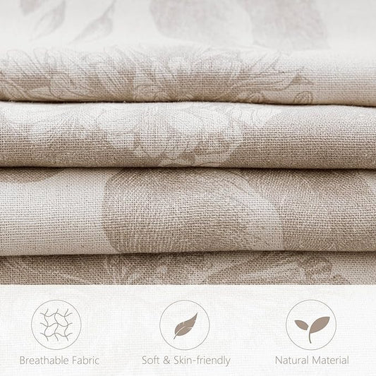 Foindtower Set of 2 Linen Floral Vintage Throw Pillow Covers Neutral Accent Decorative Cushion Covers Farmhouse Boho Home Decor for Sofa Chair Couch Bedroom Living Room,20×20 Inch,Tan Beige