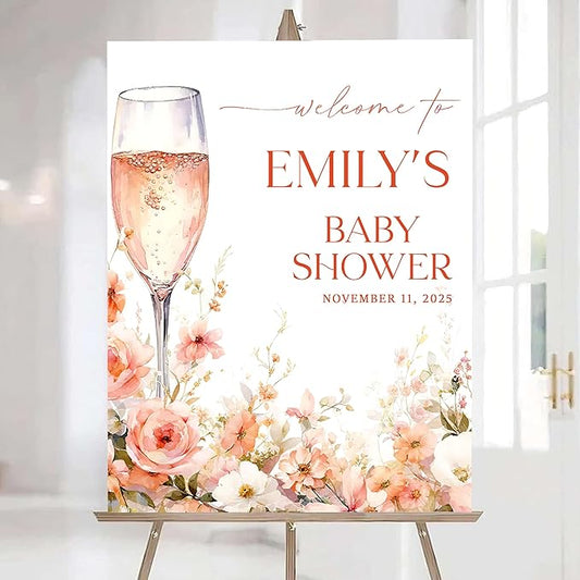 Editable Wildflower Baby Shower Welcome Sign, Personalized Boho Floral Baby Shower Sign, Spring Flowers Theme, Elegant Flower Decorations, Custom Name Signage for Boy or Girl #11