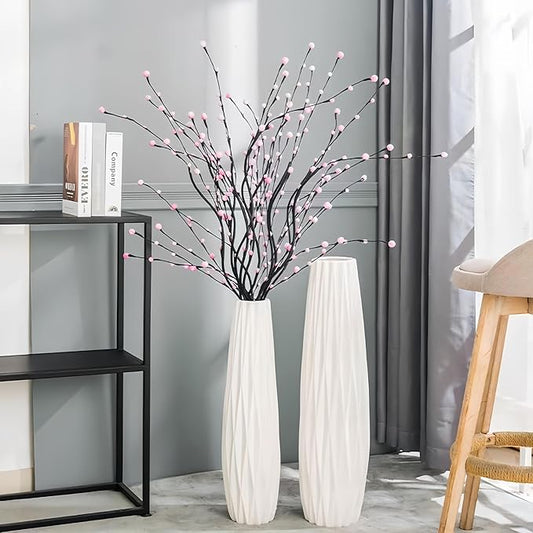 Ceramic White Floor Vase 24 Inches Tall Flower Holder Decorative Large Vases for Table Centerpieces Shelf Home Decor Living Room Branches Sky-Dried Flower Arrangement Simple Decorative