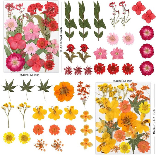 80 Pcs Dried Flowers for Crafts, Real Natural Dried Pressed Flowers in Vibrant Colors for Resin, DIY Art, Jewelry, Candle & Soap Making – Tweezers Included