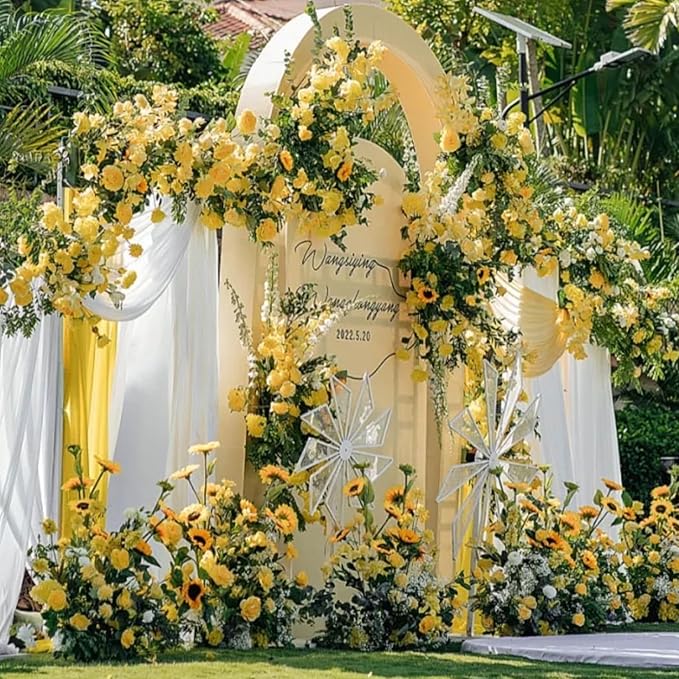 FagusHome 25 Pcs Silk Peony Artificial Flower Heads 4 inch Fake Peony Flowers Heads with Stems Artificial Peony Flower Heads in Bulk Wholesale for Wedding Home Decor (Yellow)
