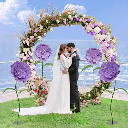 Giant Fake Flowers 5.77FT - Light Purple Large Paper Flowers 3D Artificial Floral Wedding Decorations for Birthday Party Outdoor Banquet Event Home Backdrop Decor