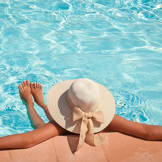 DRESHOW Beach Hats for Women Big Straw Wide Brim Summer Hat Floppy Foldable Roll up Cap Sun Hat UPF 50+