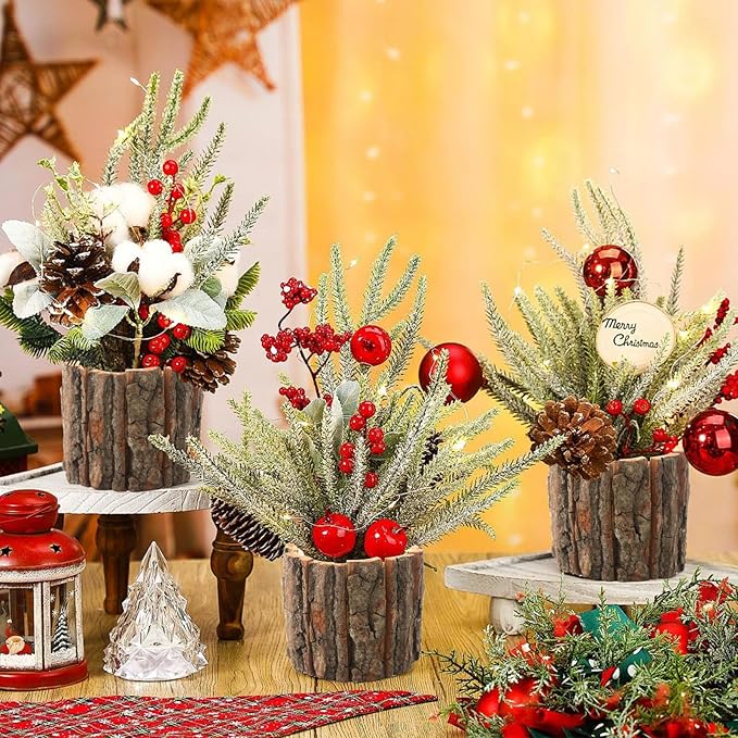 6 Pcs Wooden Vases for Centerpieces, Wood Flower Vase Rustic Tree Stump Planter Pots for Woodland Party Wedding Window Home Farmhouse Christmas Table Decor