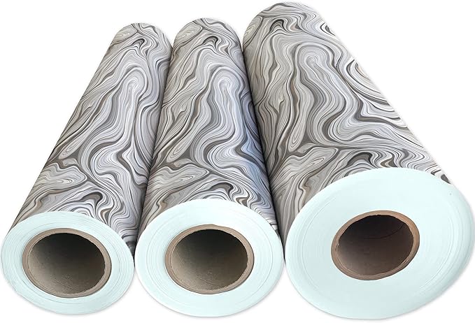 Jillson Roberts Bulk Gift Wrap, Everyday Gift Wrapping Supplies, Marbelized Silver, 1/4 Ream 208 feet x 30 inches
