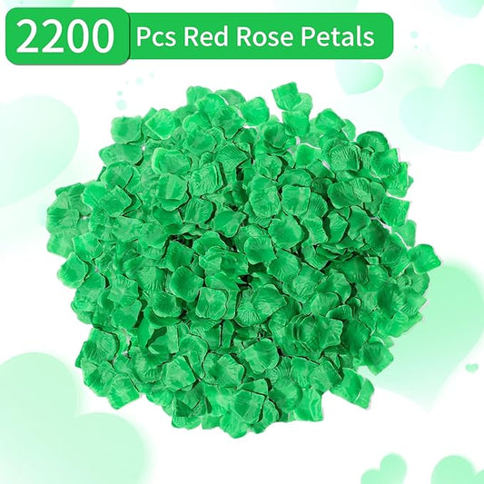 2200 Pcs Artificial Fake Rose Petals,Flower Petals for Romantic Night,Engagement, Party, Wedding, Event Flower Decorations, in Bulk(Green)