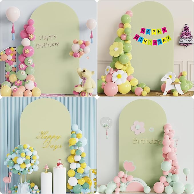 Wokceer 7.2FT Wedding Arch Backdrop Cover Spandex Fitted Sage Green Arch Covers Round Top Chiara Arches Backdrop Cover for Birthday Party Ceremony Banquet Decoration