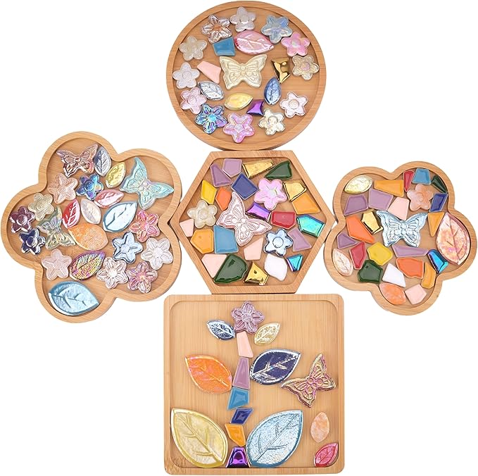 2.5 lb Ceramic Mosaic Tiles for Crafts Mix – Irregular Ceramic Pieces with Flower, Butterfly & Leaf Shapes for Mosaics DIY Art Projects and Home Decor