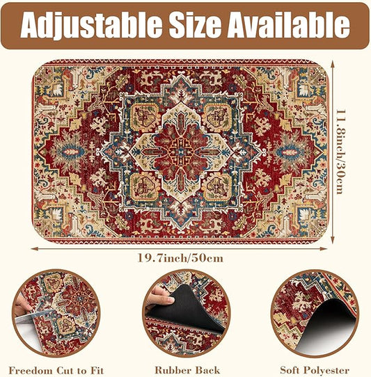 Boho Dish Drying Mat Persian Tribal Coffee Bar Mat for Countertop Absorbent Rubber Backed Hide Stain Dish Drainer Rack Pad Coffee Maker Espresso Machine Dining Room Decoration 11.8 x 19.7 Inch