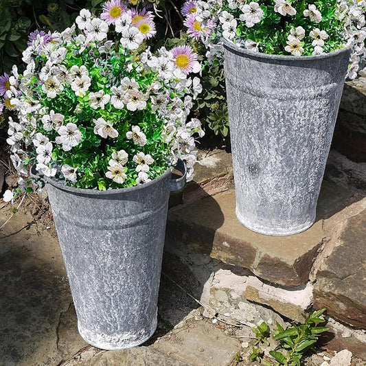 2 Pcs Artificial Boxwood Topiary Ball Trees 23" With Ground Spike, Weather Proof UV Resistant Faux Greenery Shrubs & Bushes for Porch, Garden, Front Yard Decor, Indoor/Outdoor Planters - White
