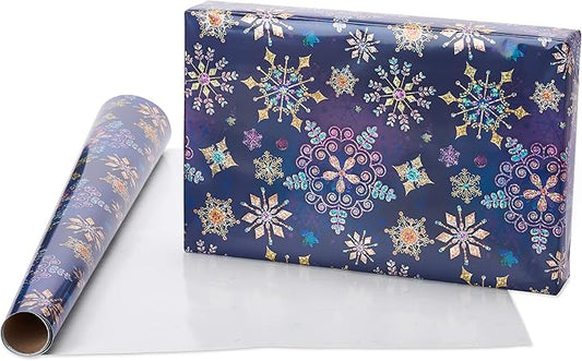 Papyrus Wrapping Paper Rolls for Christmas, Hanukkah, and All Holidays, Snowflakes Print and Metallic Silver (3 Rolls, 62.5 sq. ft.)