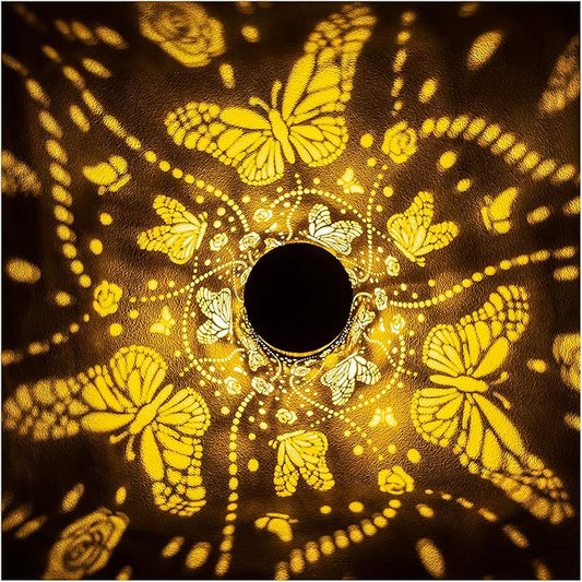 2 Pack Butterfly Solar Lanterns Outdoor Waterproof Hanging Solar Lights Butterfly Gifts for Women Men Metal Decorative LED Lights for Garden Decor,Yard,Patio,Lawn,Tabletop,Pathway,Landscape