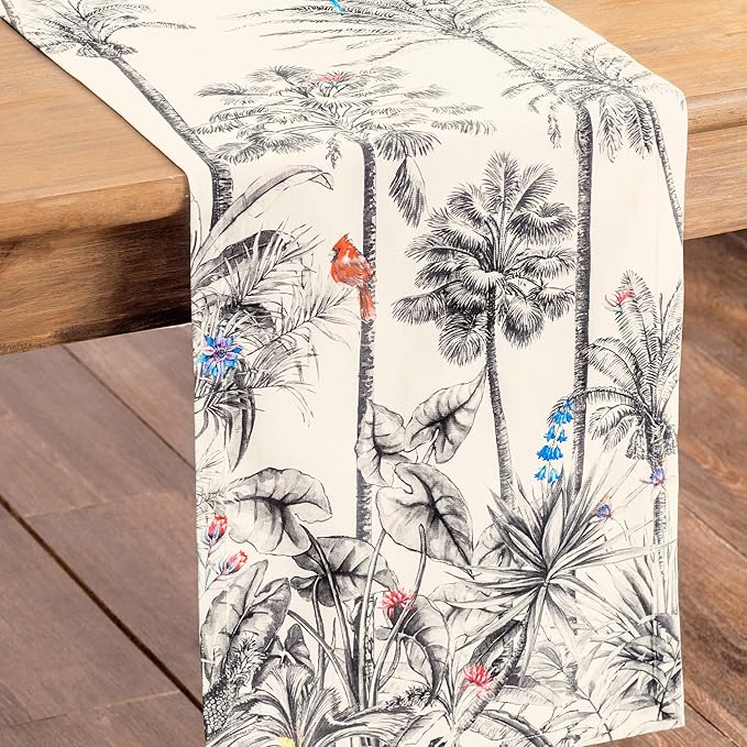 Maison d' Hermine Table Runner 100% Cotton Single Layer Table Runners 108 inches Long for Thanksgiving Christmas Decorations Home Kitchen Dining Party Wedding (Amazonia, 14.5" x 108")