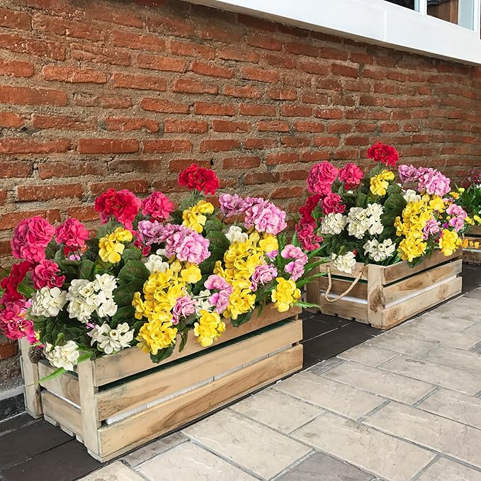 4PCS Home Decor Fake Plants Artificial Flowers Artificial Geraniums Outdoor Fake Flowers Artificial Flowers Fake Silk Bouquet, Fall Decor for Interior Porch Garden Decoration (Red) 14.4"