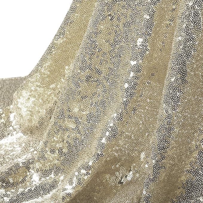 Champagne Gold Sequin Backdrop Curtain 10FTx10FT 1 Panel, Stage Sparkly Photography Background Drapes for Wedding Birthday Bridal Party Sparkle Background Party Decor