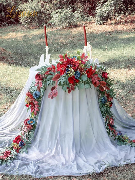 9FT Wedding Arch Flower Garland, Handmade Wedding Table Decorations,Head Table Floral Decor for Noble and Charming Wedding Ceremony