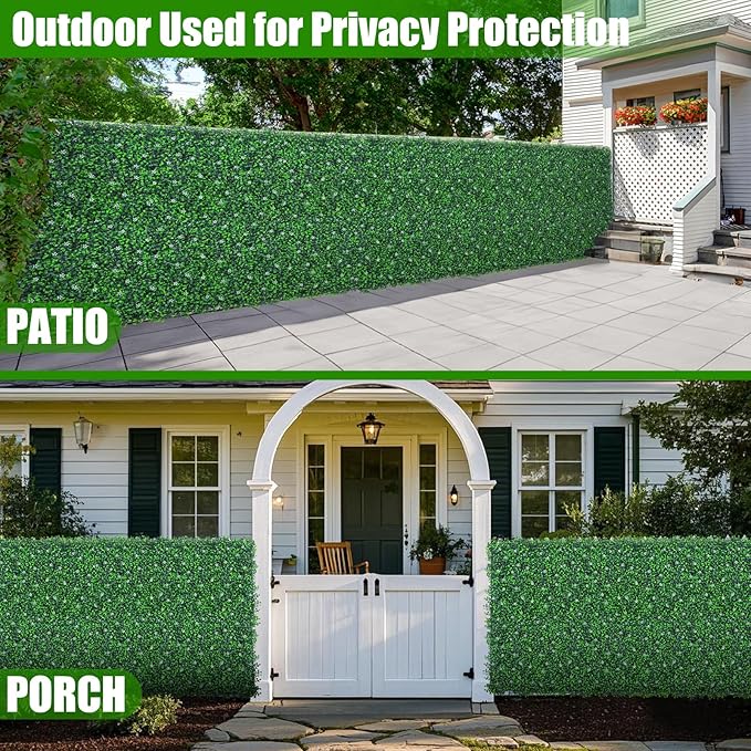EverNture 40"x120"(33.3 SQFT) Grass Wall Panels, Artificial Grass Backdrop, Fake Greenery Plant Boxwood Roll with Flower, Green Wall Decor for Outdoor Indoor Patio Garden Backyard