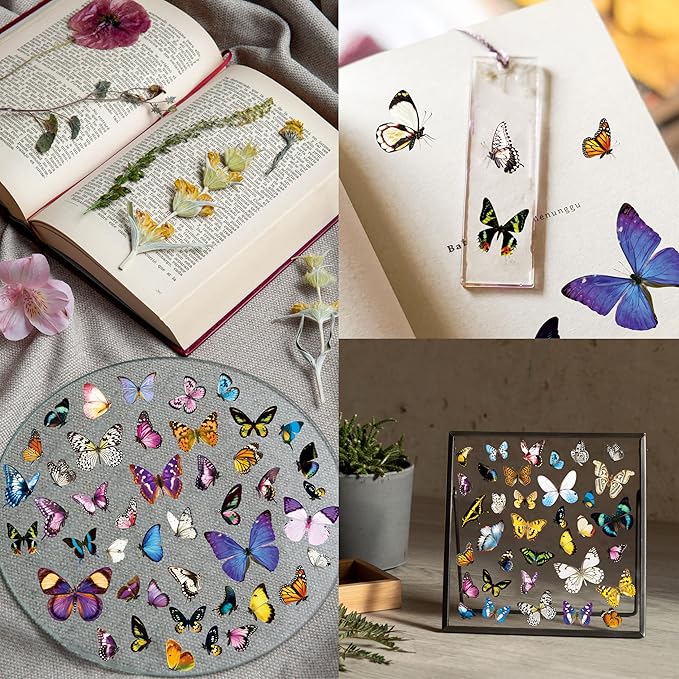 400+ PCS Delicate Butterfly Stickers, Self-Adhesive PVC Vintage Butterfly Stickers for Scrapbook, Journal, Laptop, Envelope, DIY Project, Window, Spring Themed Party Decors