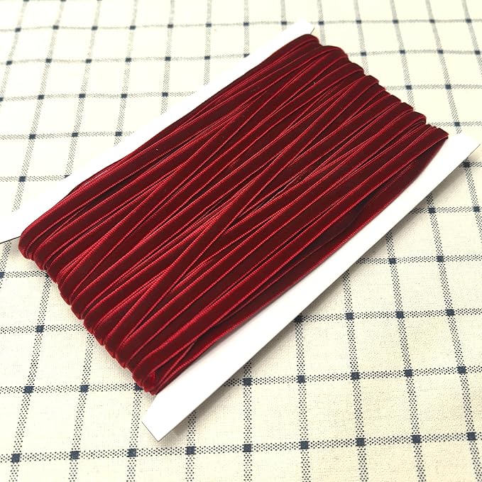 Chenkou Craft Dark Red 25 Yards 1/4" Velvet Ribbon Lots Bulk (Dark red, 1/4"(6mm))