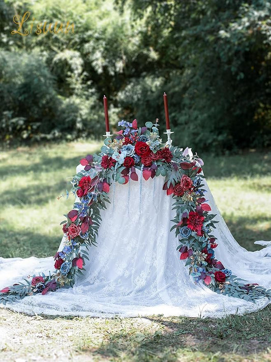 9FT Wedding Arch Flower Garland, Handmade Wedding Table Decorations,Head Table Floral Decor for Noble and Charming Wedding Ceremony