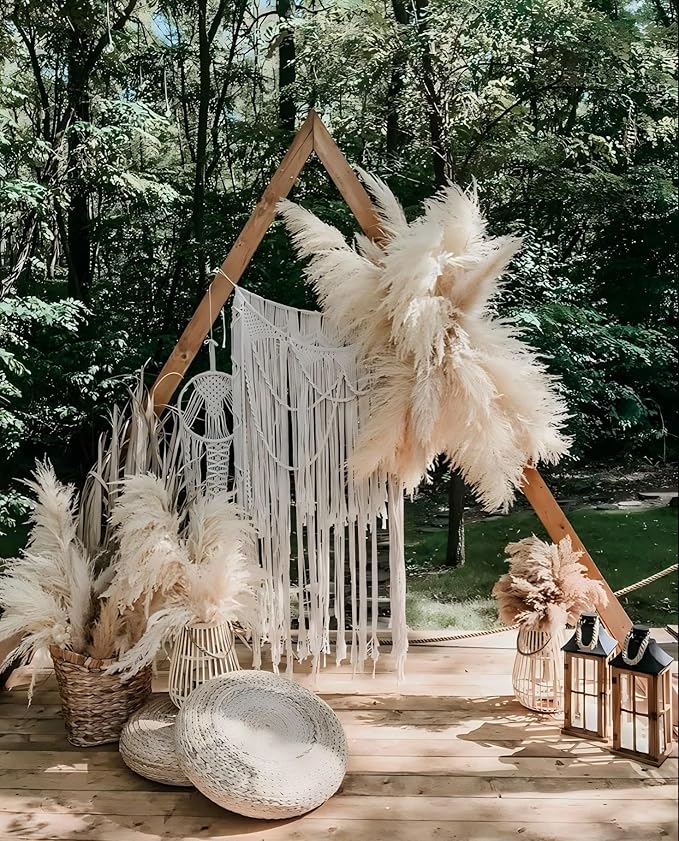 20 Stems Natural Pampas Grass Decor 40" Tall Dreid Pampas Grass for Wedding, Party, Farmhouse, Fluffy Dreid Flowers Boho Home Decor Beige & White