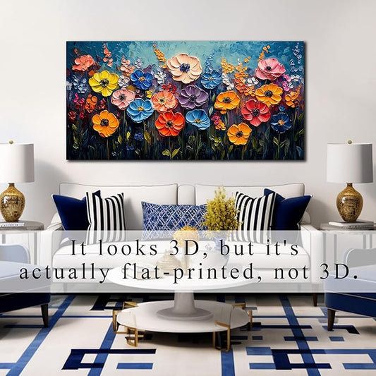 Flower Painting Wall Decor for Bedroom Teen Girl Colorful Paintings for Wall Floral Wall Art for Office Women 24 x 48 Inch