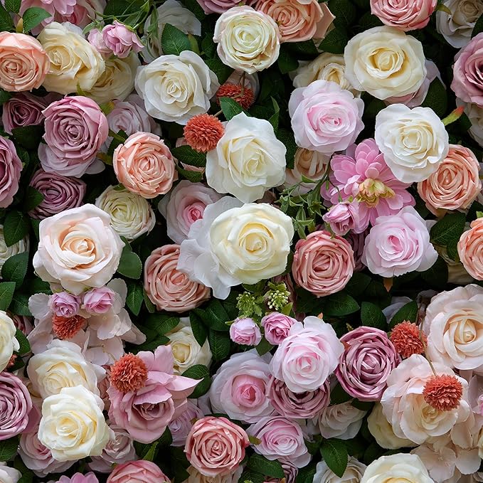 Luxury Artificial Flower Wall Backdrop 5D Silk Rose Flower Panel Wedding Baby Shower Party Birthday Decorative Quick Assembly