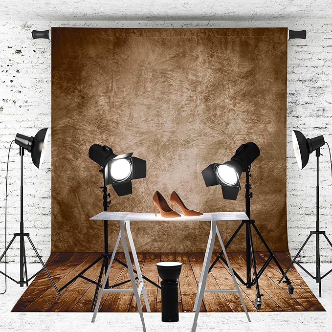 Professional Abstract Portrait Photography Backdrop,Wall with Wood Floor Backdrop for Kids Photography Baby Newborn Cake Smash Photo Shoots Hypoallergenic Fabric Photography Props(Brown-6x9ft)