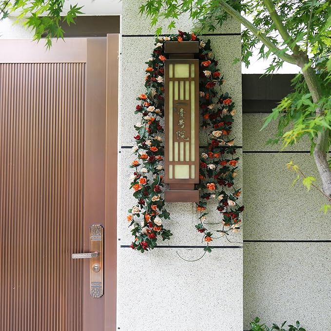 12 PCS 98.4 FT Artificial Flower Garland Rose Garland for Wedding Room Decor(12,Terracotta)